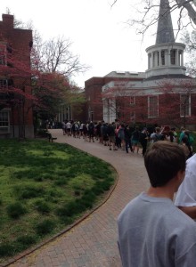 Registration line for the Athens Beautification Day 2015.